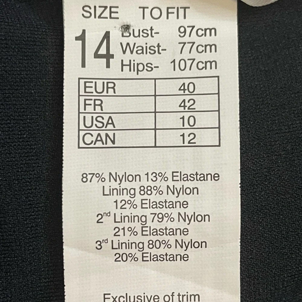 NWT! SEAFOLLY Black One Pice Adjustable Straps Swimsuit SIZE 10 - Picture 10 of 10